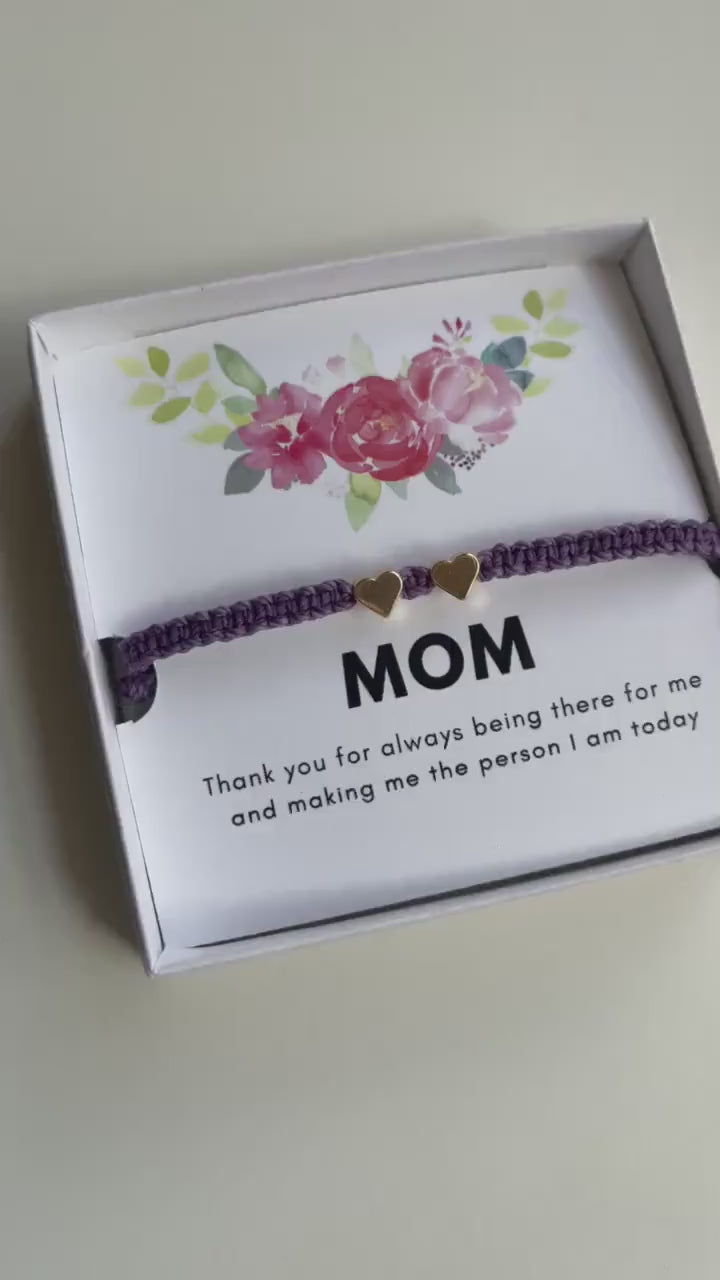 Mom Bracelet Two Gold Hearts Mothers Day Gift