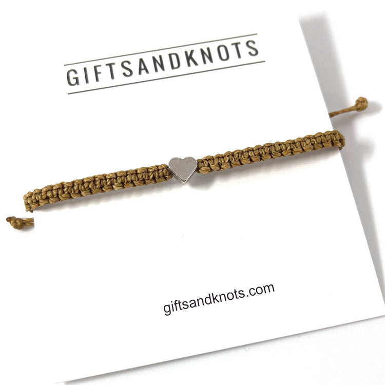 Silver Plated Heart Bronze Light Brown Bracelet - Gifts & Knots