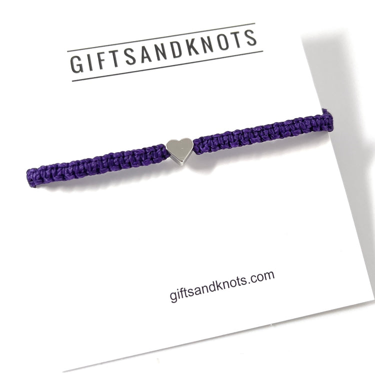 Silver Plated Heart Dark Purple Bracelet - Gifts & Knots