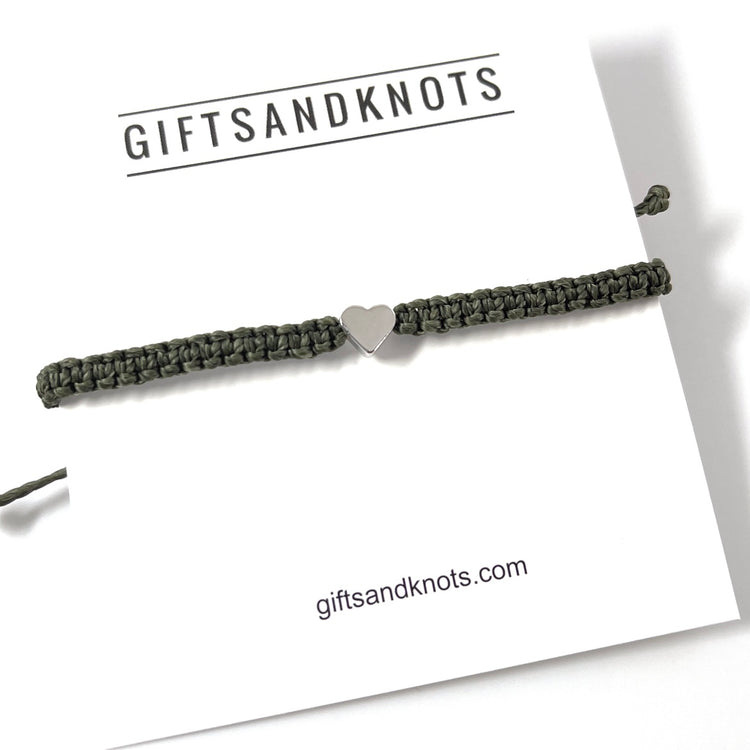 Silver Plated Heart Olive Bracelet - Gifts & Knots