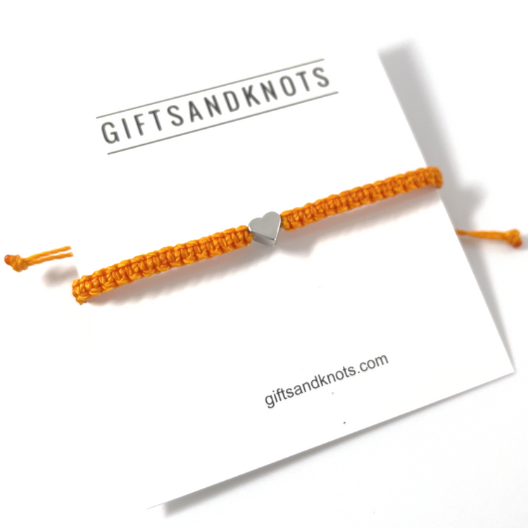 Silver Plated Heart Orange Bracelet - Gifts & Knots
