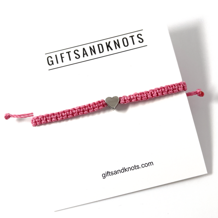 Silver Plated Heart Pink Bracelet - Gifts & Knots