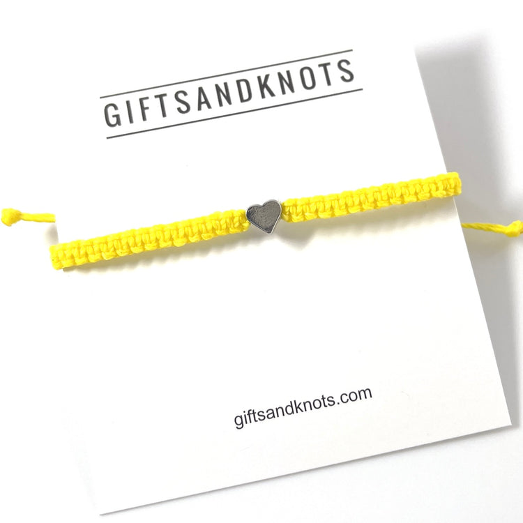 Silver Plated Heart Yellow Bracelet - Gifts & Knots