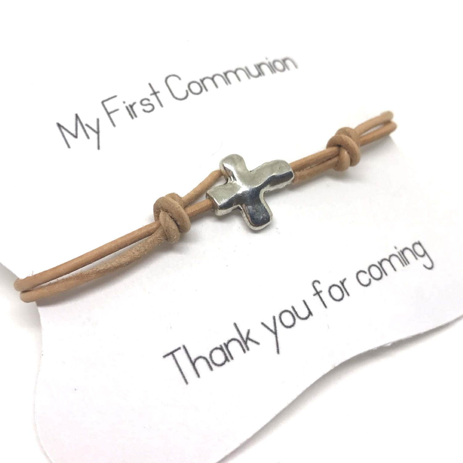 Baptism, First Communion Favors, 12 pcs, Christening Favors, Cross Bracelets, Unisex Favors, Leather Bracelets