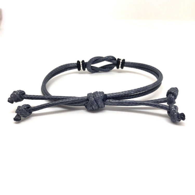 Celtic Knot Bracelet, Gray Waxed Cord Bracelet, Boys Bracelet, Adjustable Bracelet, Infinity Bracelet, Unisex, Family Bracelets