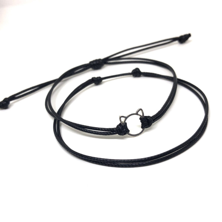 Couples Bracelets, Cat Head Bracelet, Sterling Silver, Simple Bracelets, Minimalist Bracelets, His and Hers, Matching Bracelets