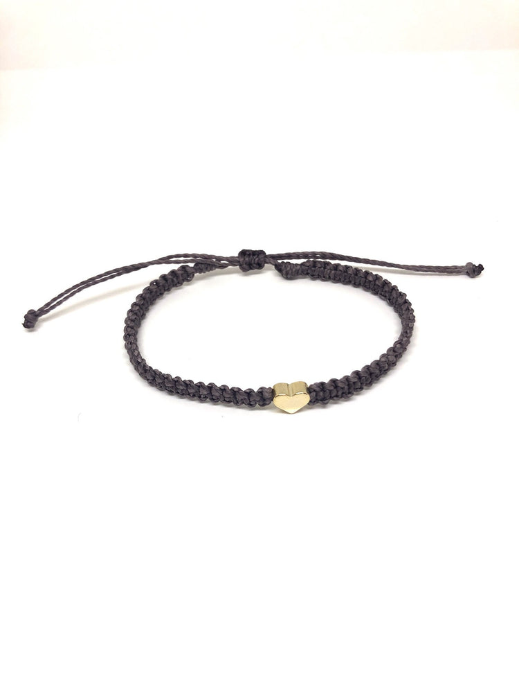 Gold Plated Heart Black Bracelet