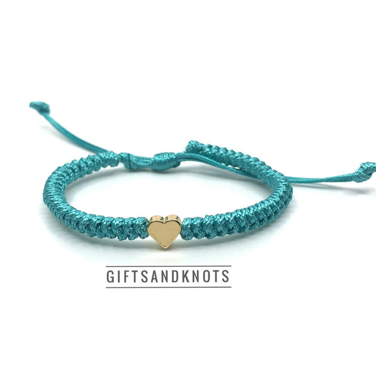 Heart Bracelet Sea Green Teal - Gifts & Knots