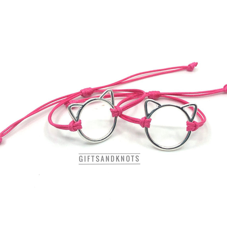 Cat Bracelet Set Neon Pink Mother and Daughter