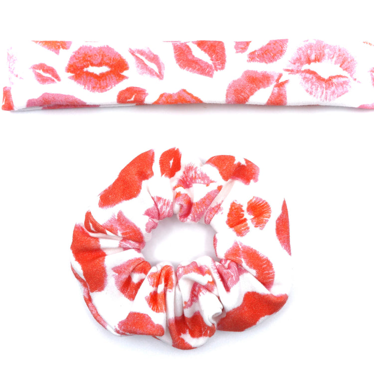 Red Lips Scrunchie Headband Hair Accesories - Gifts & Knots