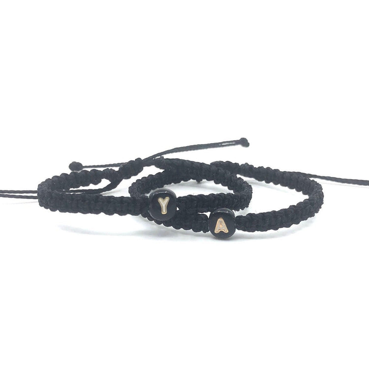 Couple Initials Bracelets Black Initials