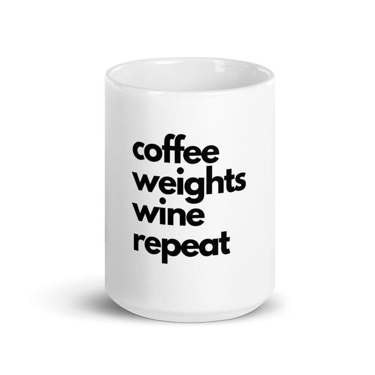 Coffee Weights Wine Repeat Mug