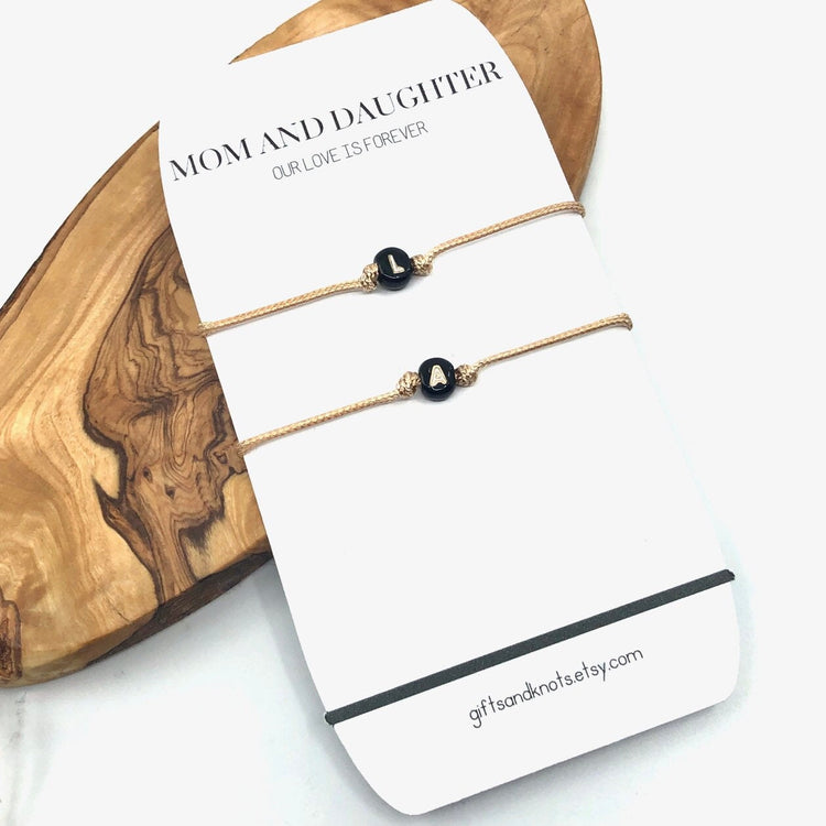 Mom and Daughter Initials Bracelets