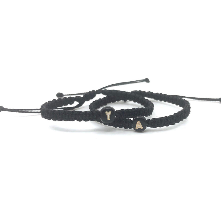 Couple Initials Bracelets Black Initials