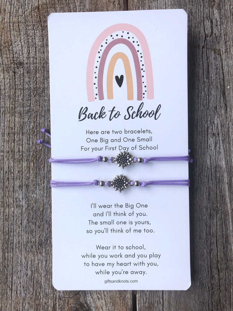 Mommy and Me Sunflower Bracelets, Purple Matching, Back to School