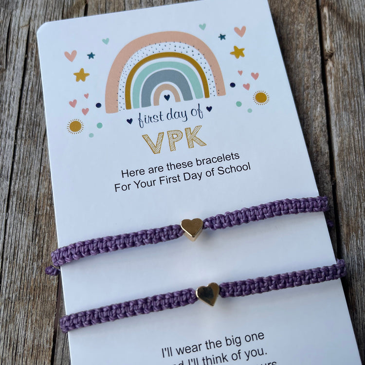 Mommy and Me Heart Purple Matching Bracelets, First Day of VPK