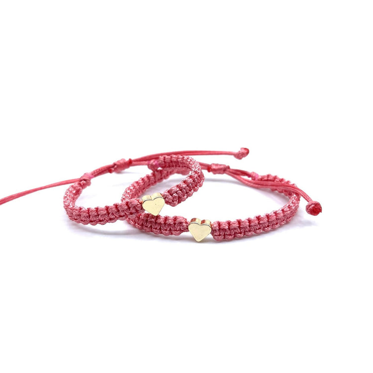Heart Bracelet Set Coral Mother and Daughter