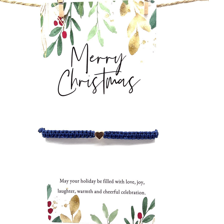 Gold Heart Blue Bracelet Family Christmas Gifts, Gifts Under 15