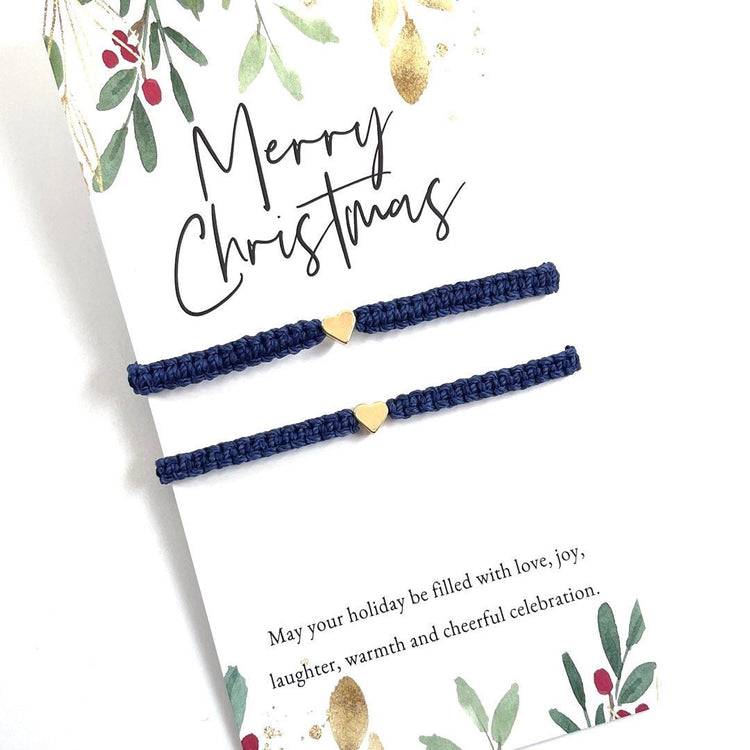 Christmas Gold Heart Blue Bracelet Family Gift
