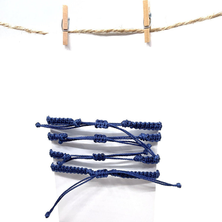 Family Silver Heart Blue Matching Bracelets