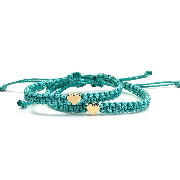 Heart Bracelet Set Sea Green Mother and Daughter