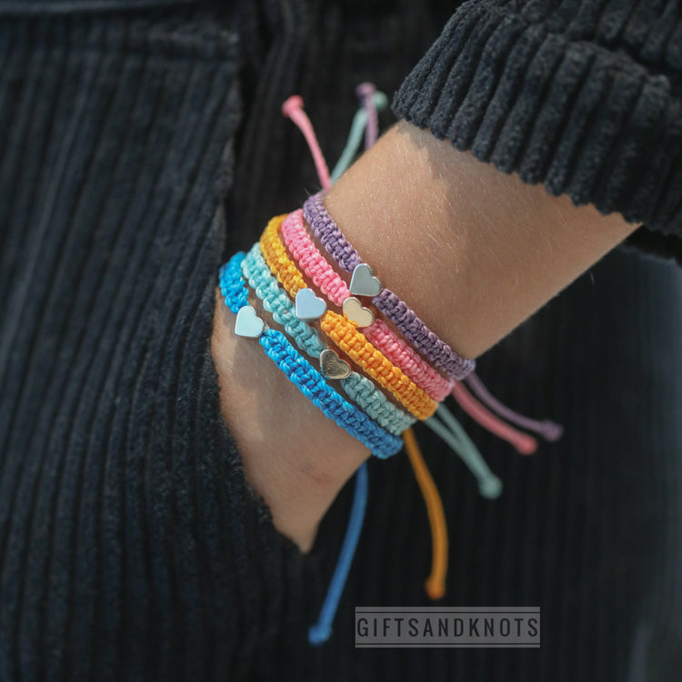 Gold or Silver Heart Bracelet Many Colors To Choose Stackable Bracelets