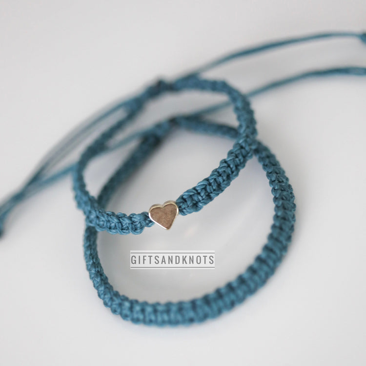 Couple Bracelets Gold Heart Teal Matching Bracelets