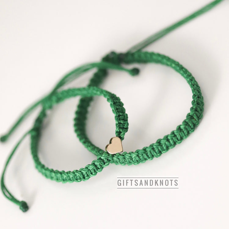 Couple Bracelets Gold Heart Green Matching Bracelets