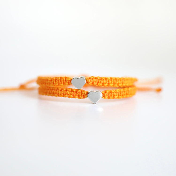Gold Heart Orange Bracelet Set Mommy and Me