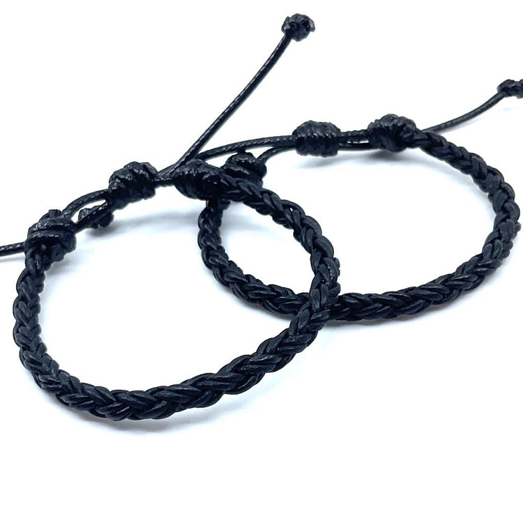 Couples Braided Bolo Leather Black Bracelets