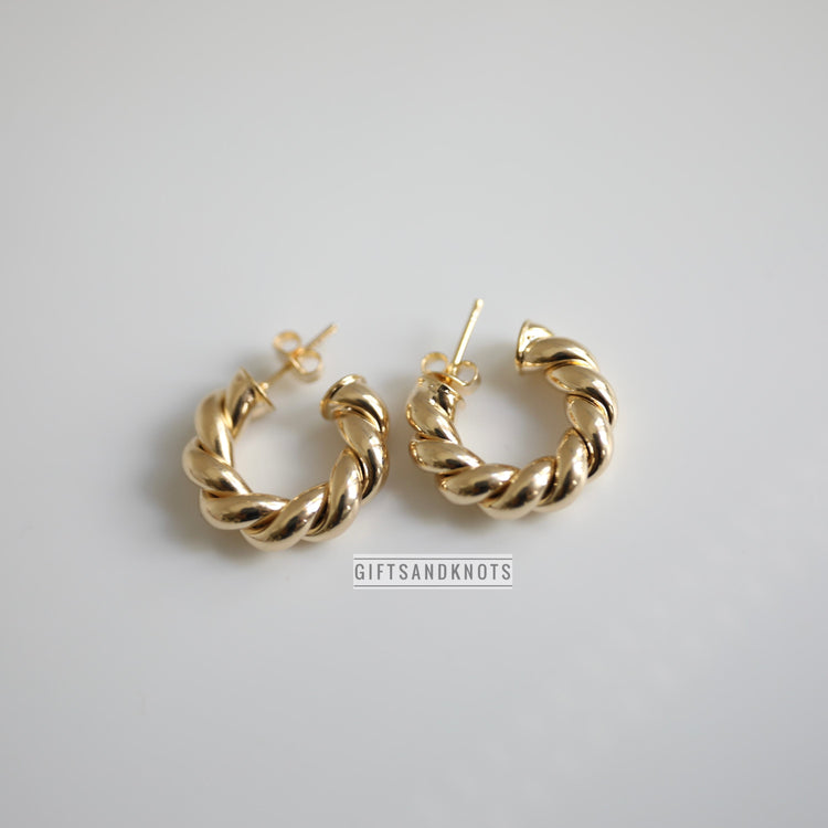 Gold Plated Twisted Small Hoop Earrings