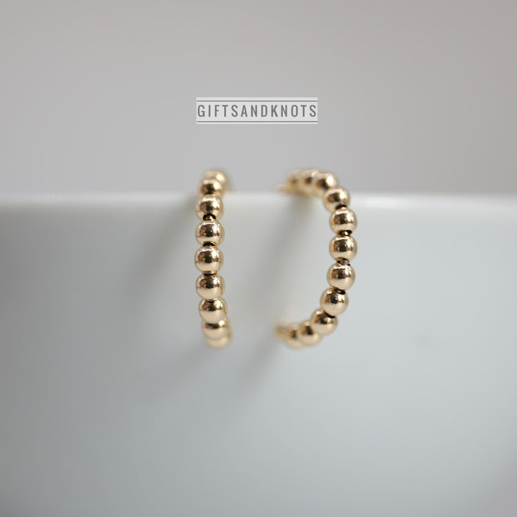 Gold Plated Small Beaded Hoop Earrings