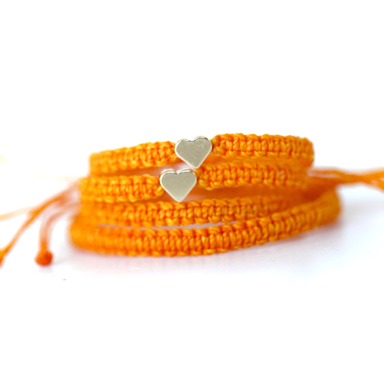 Family Matching Bracelets Gold Heart Orange