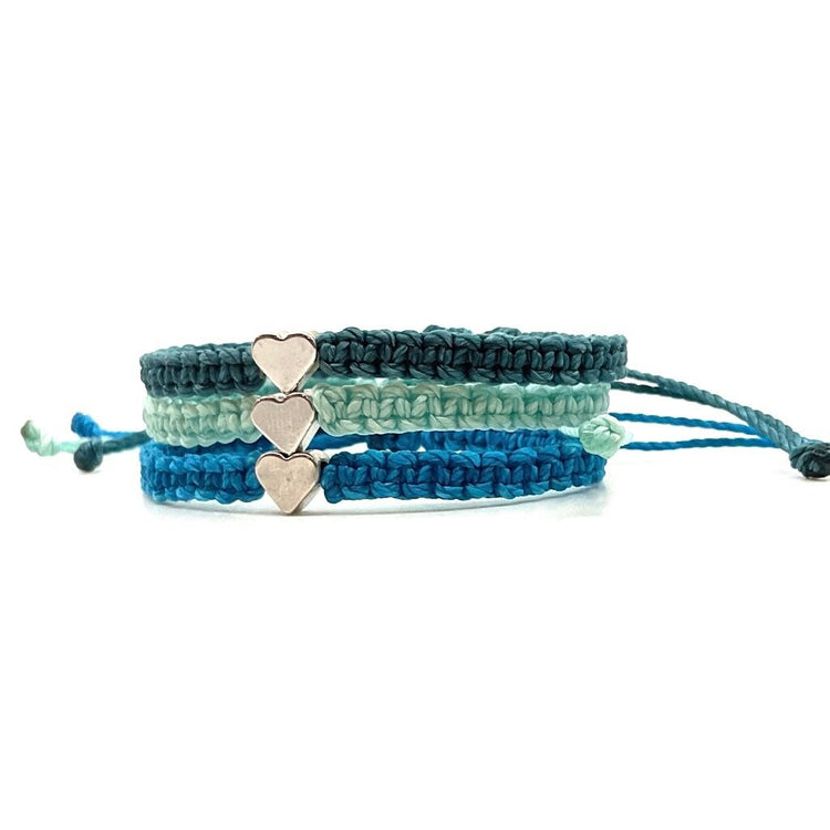 Silver Heart Bracelet Teal Mint Aqua Pick One