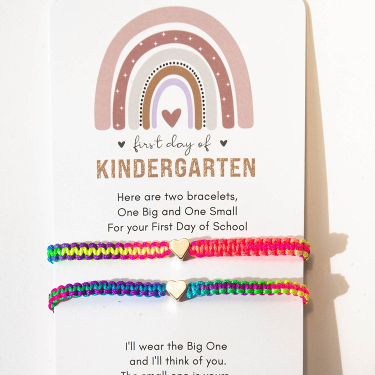 Mommy and Me Heart Colorful Matching Bracelets, First Day of Kindergarten