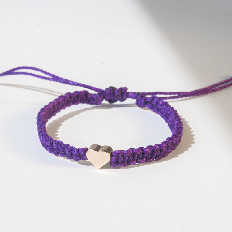 Gold Heart Dark Purple Bracelet
