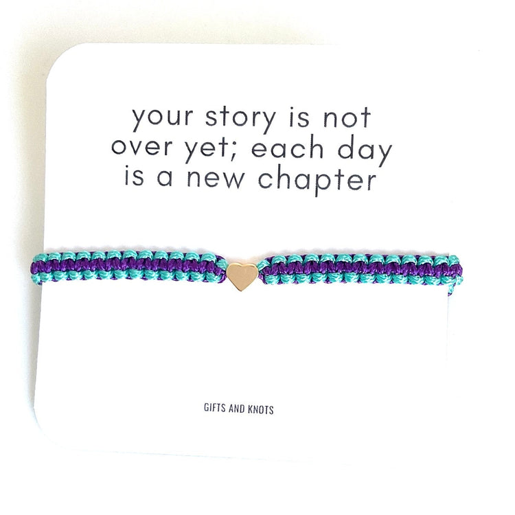 Purple and Teal Awareness Bracelet Ribbon