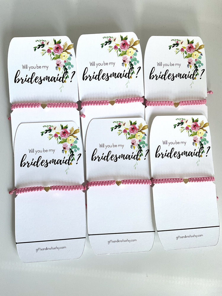 Will You Be My Bridesmaid Proposal Bracelets Pink Gold Heart Bracelets