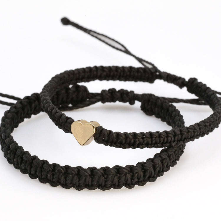 Couple Bracelets Gold Heart Black Matching Bracelets