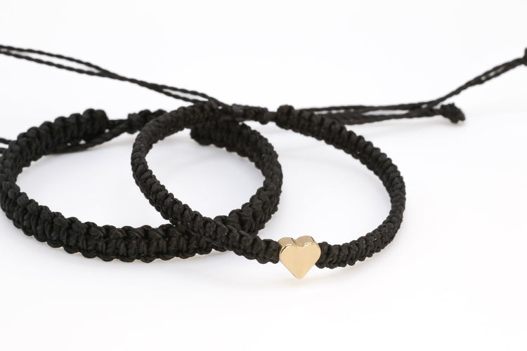 Couple Bracelets Gold Heart Black Matching Bracelets