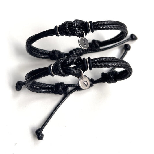 Couples Bracelets, Celtic Knot Black Macrame Bracelets, His and Hers