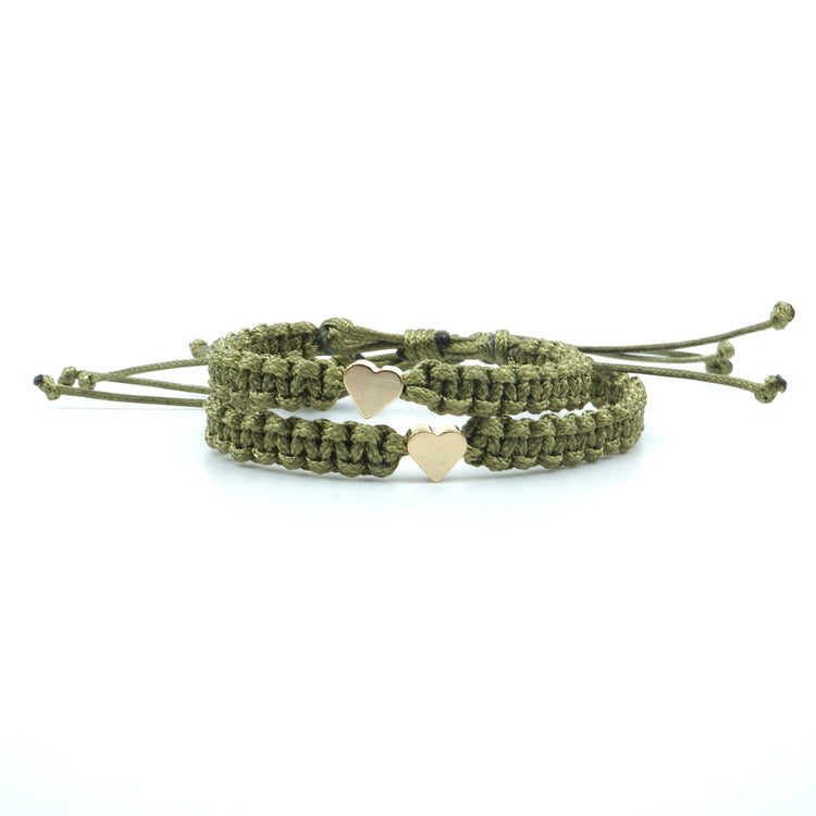 Matching Mommy and Me Olive Heart Bracelets - Gifts & Knots