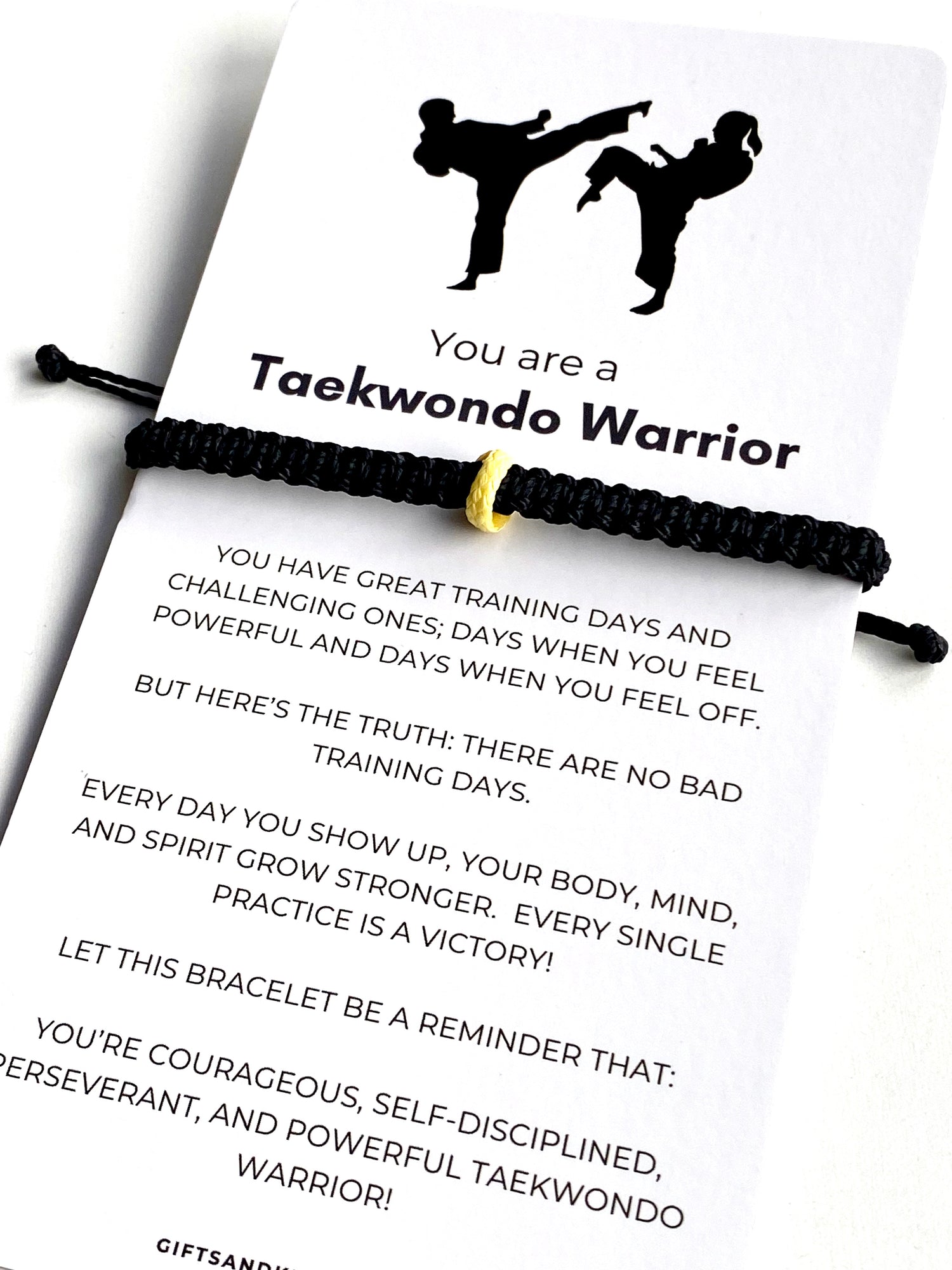 Taekwondo Bracelet Card Gift, Martial Arts Belt Colors - Gifts & Knots