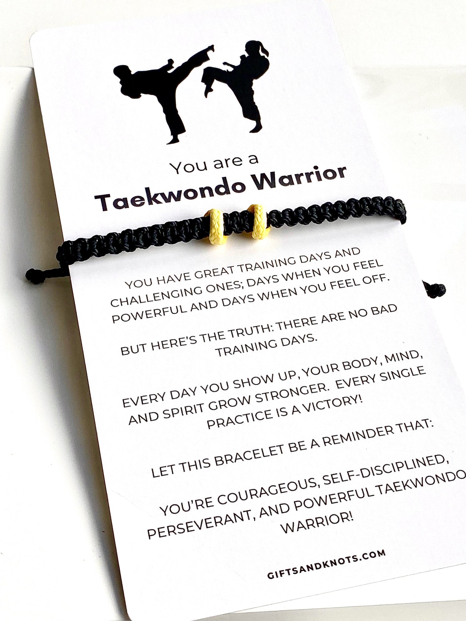 Taekwondo Bracelet Card Gift, Martial Arts Belt Colors - Gifts & Knots