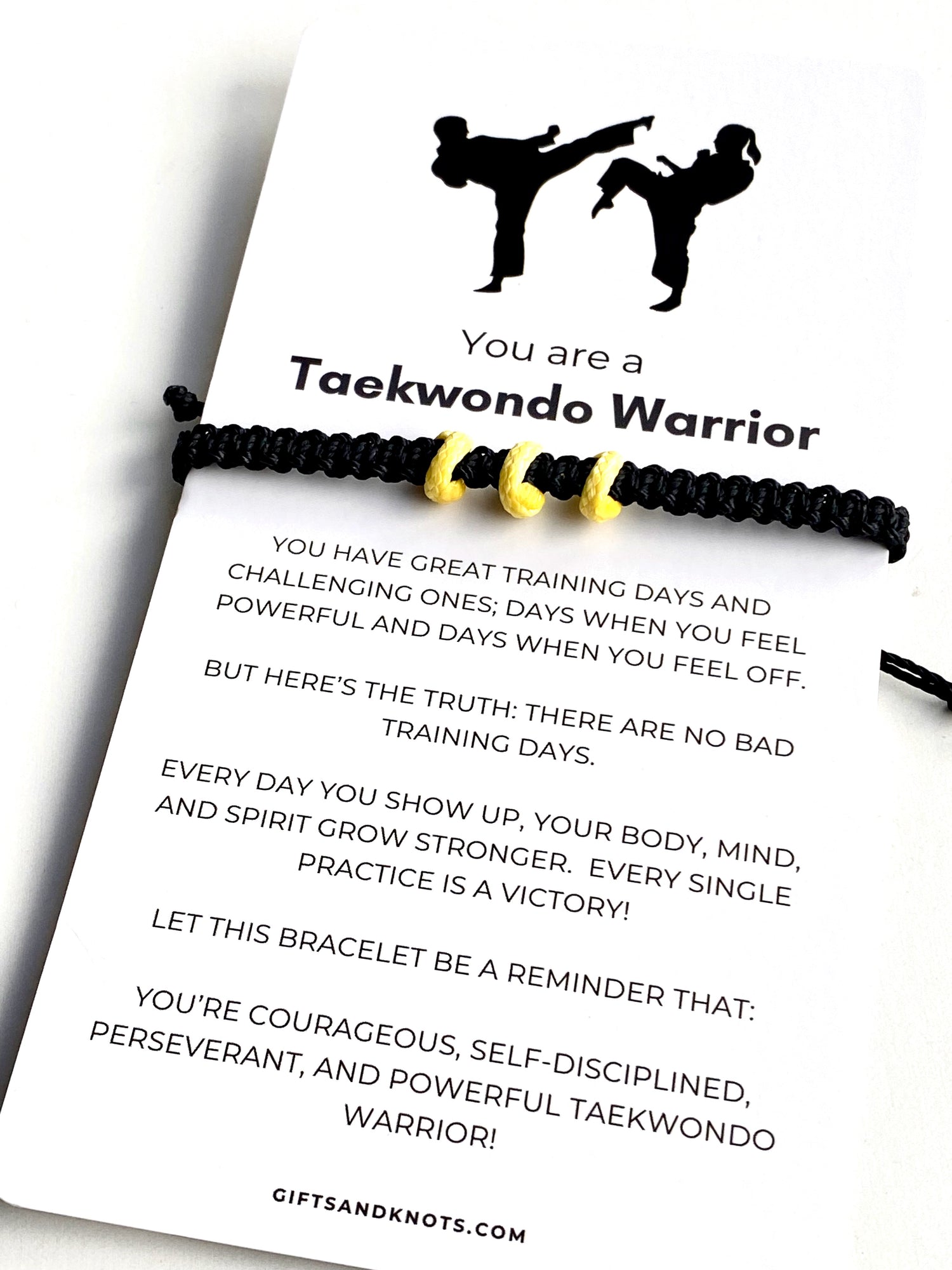Taekwondo Bracelet Card Gift, Martial Arts Belt Colors - Gifts & Knots