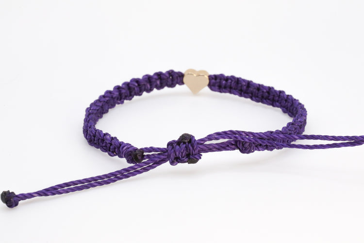Gold Heart Dark Purple Bracelet Reversible Waterproof