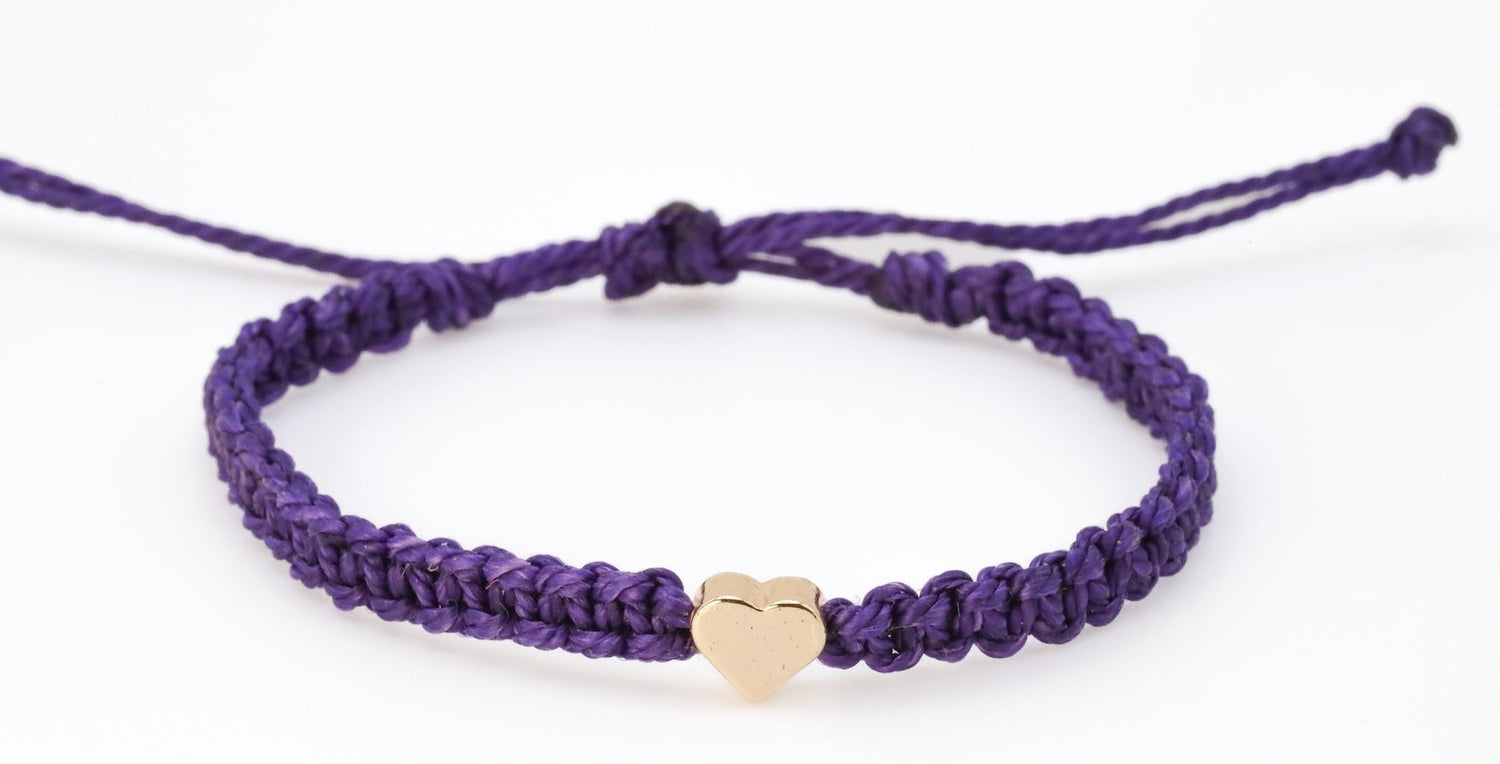 Purple Bracelet with Gold Heart