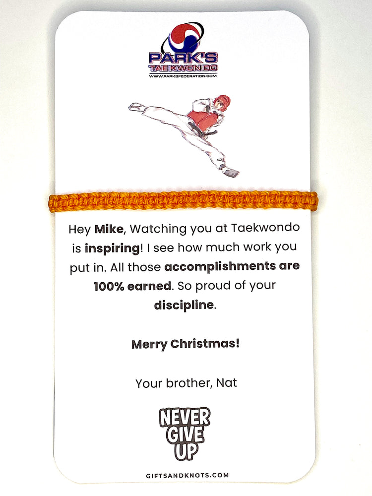 Parks Taekwondo Bracelet - Custom Message - Coral Springs - Online Order
