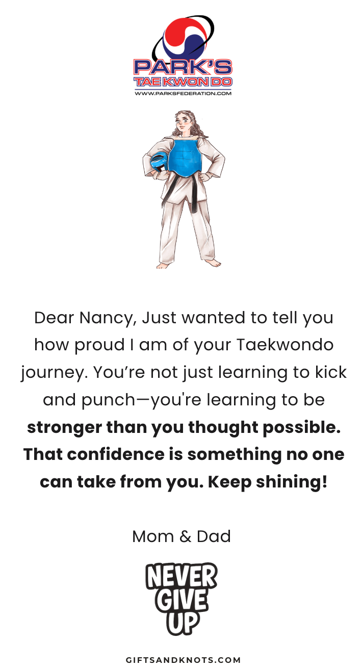 Parks Taekwondo Bracelet - Custom Message - Coral Springs - Online Order