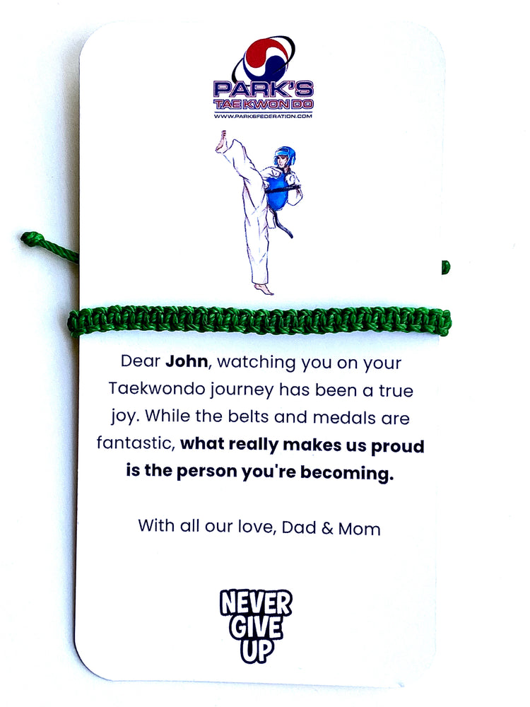 Parks Taekwondo Bracelet - Custom Message - Coral Springs - Online Order
